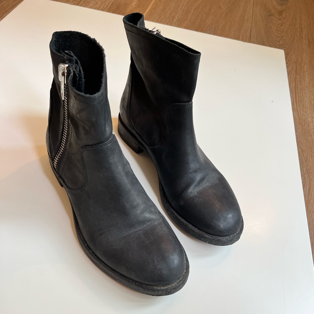 Black Italian leather boots